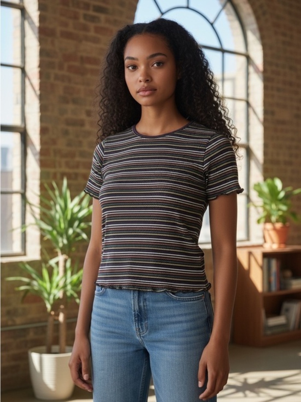Iris Striped Ruffle Top